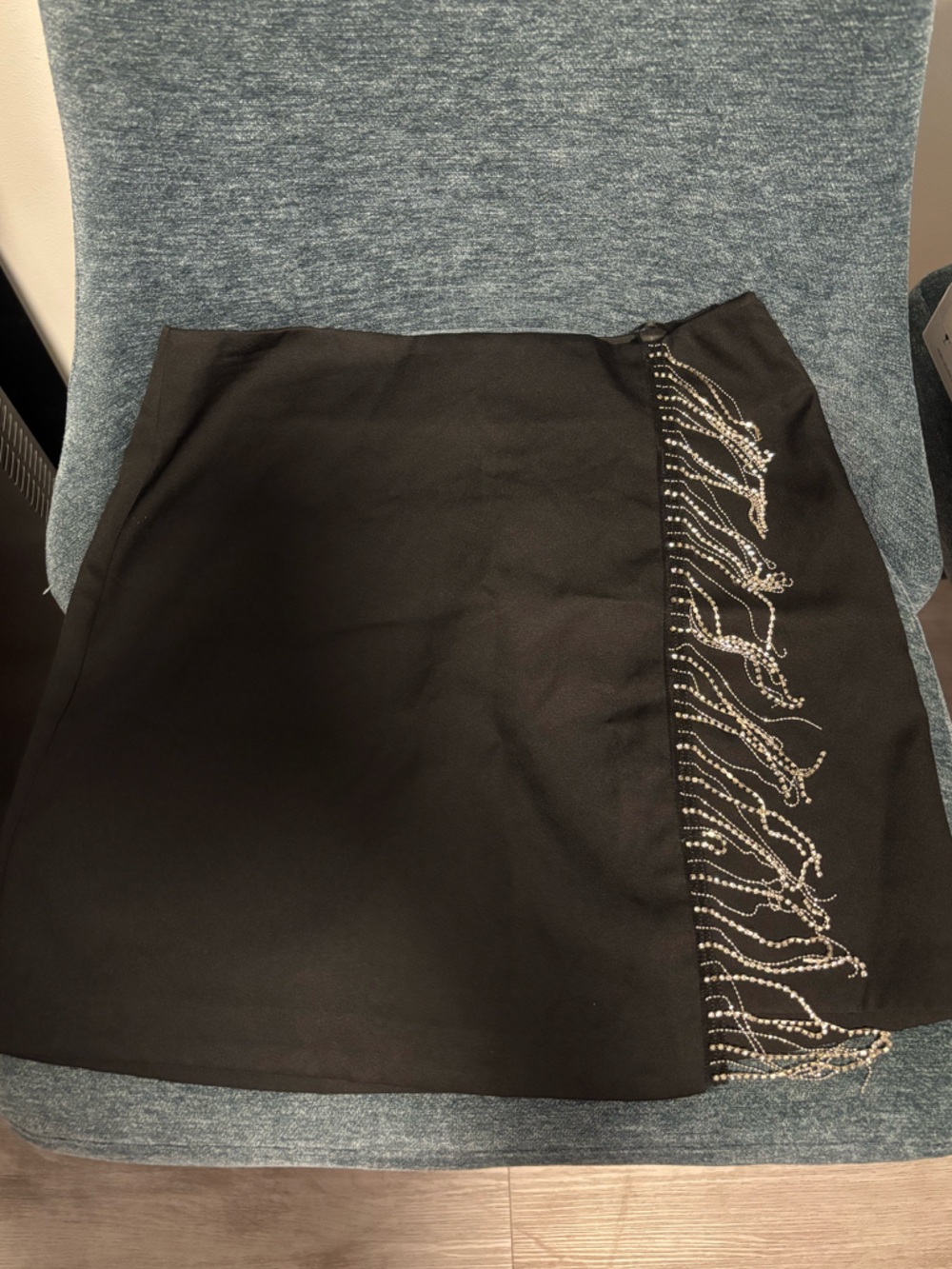Black Beaded Fringe Skirt